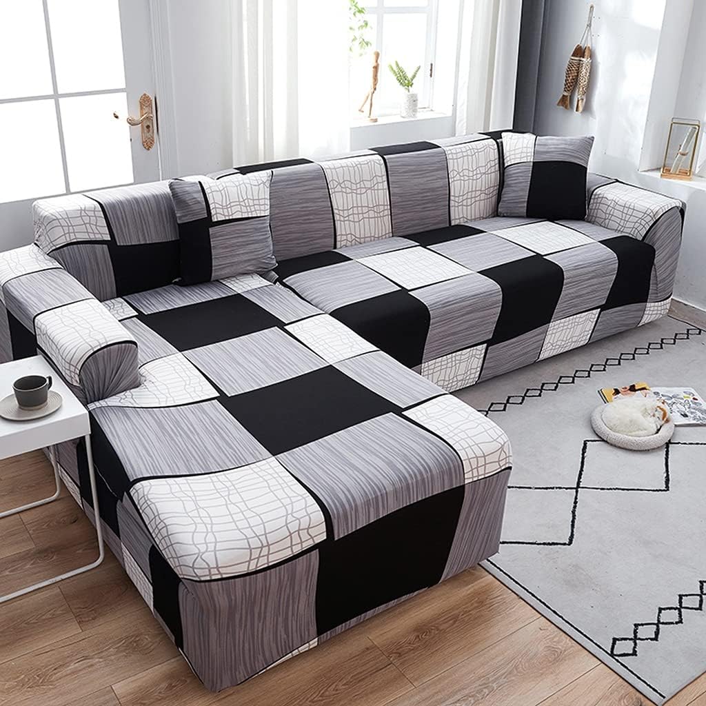 Corner Sofa Covers for Living Room Non-Slip Elastic Slipcover Sectional Couch Cover Chaise Longue Corner Cover 1/2/3/4 Seater (Size : 3seat 190-230cm) (4seat 235)