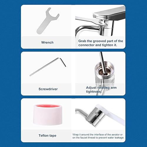 Miniatura 6 de Extensor de grifo giratorio de 1080, aireador universal de grifo giratorio Waycco con filtro de salpicaduras con 2 modos de salida de agua para