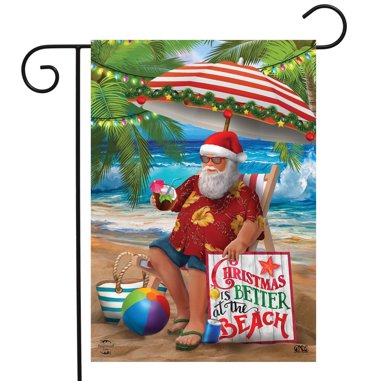 Plaża czas Święty Mikołaj Boże Narodzenie ogród flaga morski tropikalny 32 cm x 45 cm