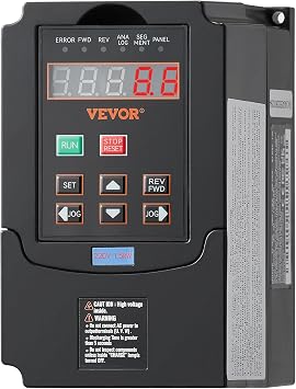 VEVOR VFD 2HP 1.5KW 7.5A 1/3 Phase 220V, 0-400Hz CNC Spindle Motor Control