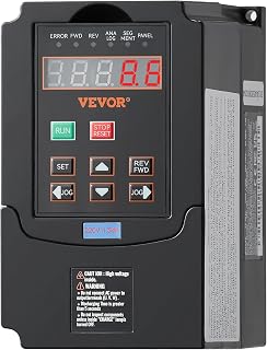 VEVOR Frequenzumrichter VFD 2 PS, 1,5 kW, 7,5 A, 1- oder 3-phasiger 220-V-Eingang auf 3-phasigen 220-V-Ausgang, 40-60-Hz-Eingang, 0-400-Hz-Ausgang, VFD für Spindelmotor-CNC-Drehzahlregelung