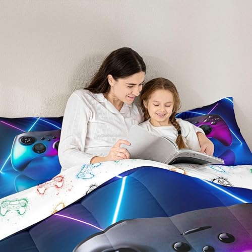 Miniatura 9 de Erosebridal Edredón de cama de alimentos, edredón de plumón de donas coloridas, tamaño individual para niños y niñas, juego de edredón de diseño de