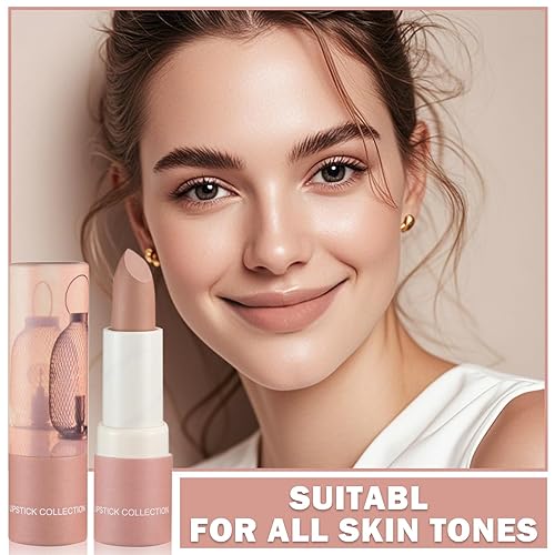 Vista 61 de Lápiz labial mate nude sedoso, terciopelo sedoso, lápiz labial color nude, lápiz labial antiadherente, impermeable, de larga duración, maquillaje