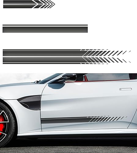 RACOONA Rayas de carreras, rayas de carreras para automóviles, calcomanías laterales de automóvil, accesorios de automóvil, calcomanías de rayas