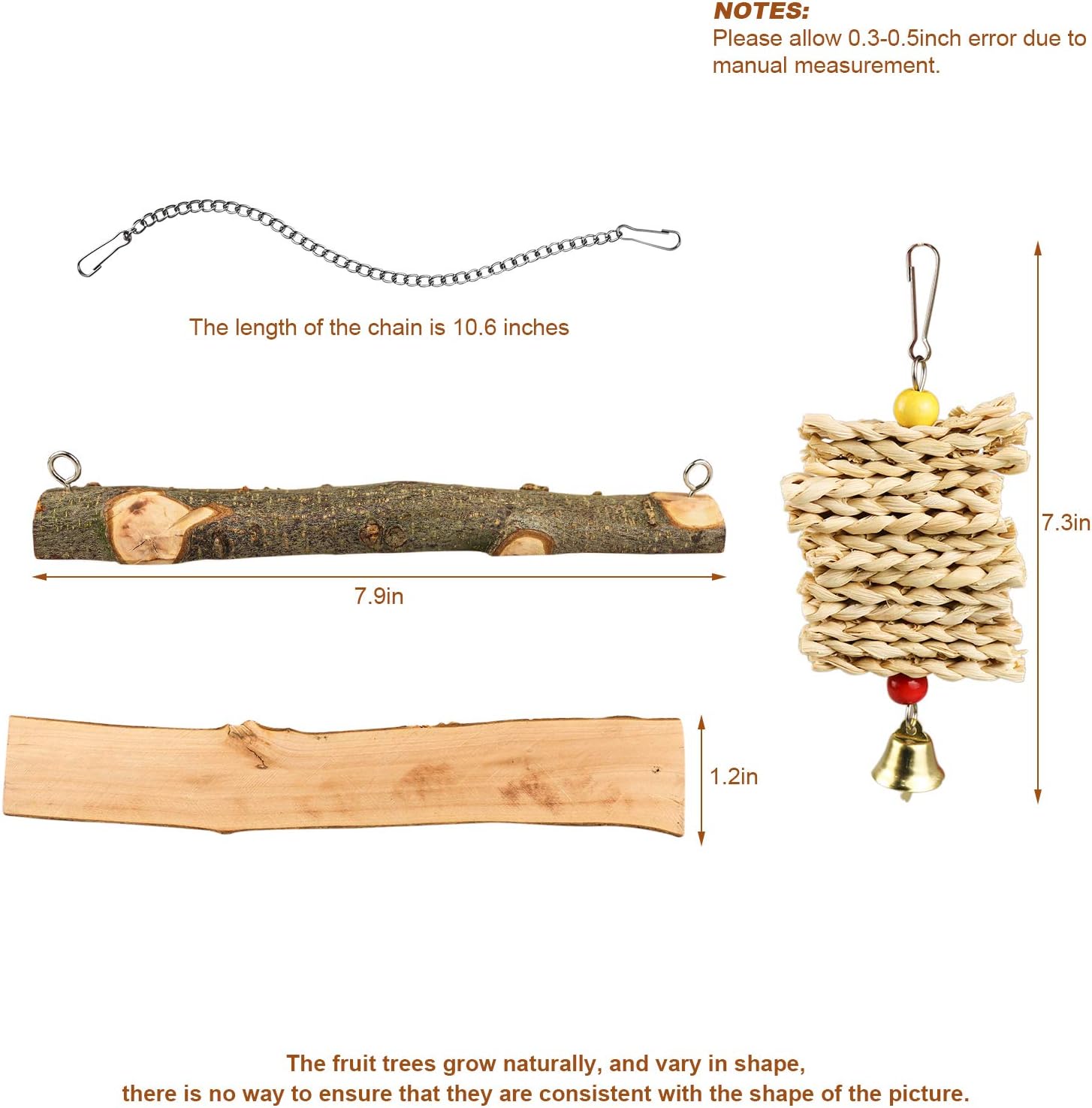 限定版 Roundler 4 Pack Parrot Swing Toys Set Gema Natural Wood Perch Chew Bird For Cagesトウモロコシの皮串 Cockatoo Suitable Sma Matzi27 Com