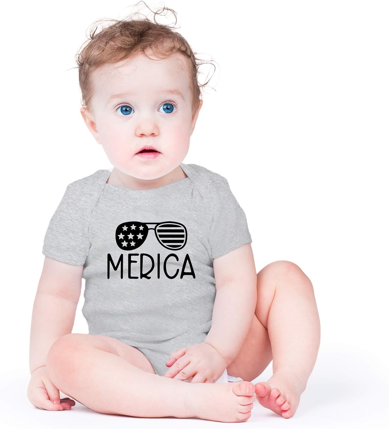 AW Fashions Merica - Born In America Baby Bodysuit Funny Adorable Newborn Clothing Infant Unisex Romper image 2