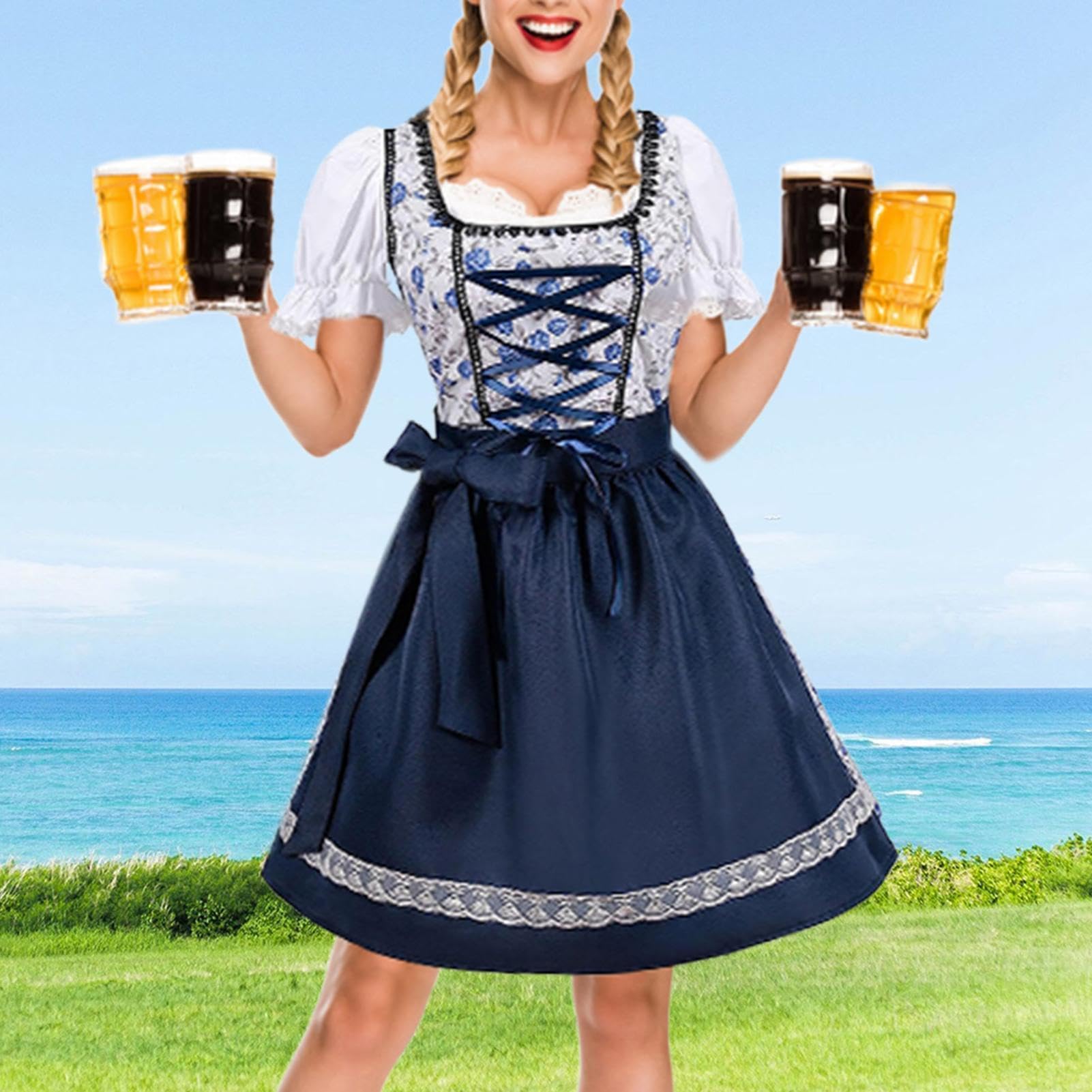 Costume Oktoberfest Per Bambine Abbigliamento Cosplay Traspirante Classico | Vestito Dirndl Tedesco Da Birra Halloween Per Spettacoli Teatrali Feste Cosplay Eventi Figlie Alunni E Compagni D