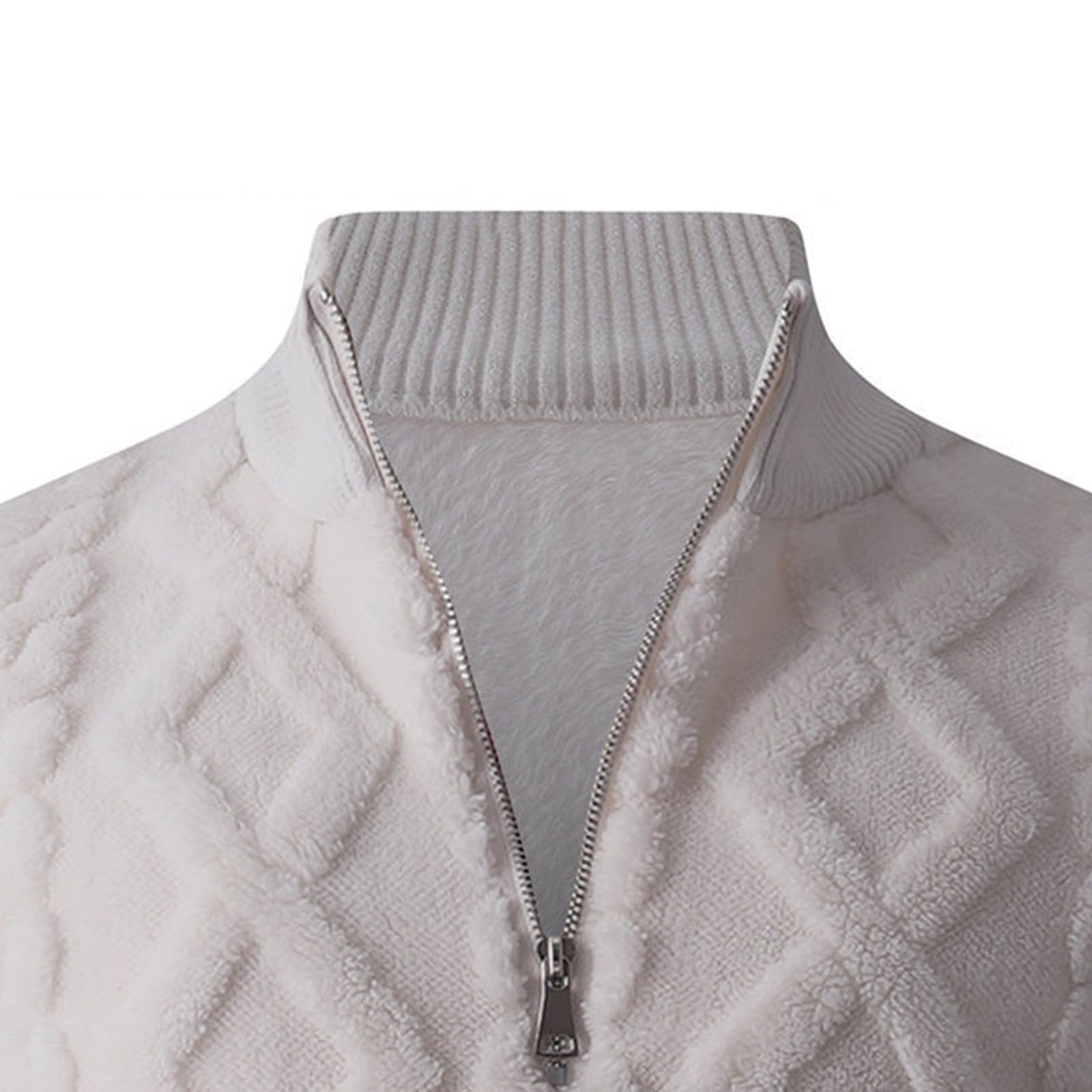 Generisch Jersey de punto para hombre, cuello medio, con cremallera de 1/4, jersey de punto fino, con cremallera, cuello alto, cuello alto, invierno, cálido