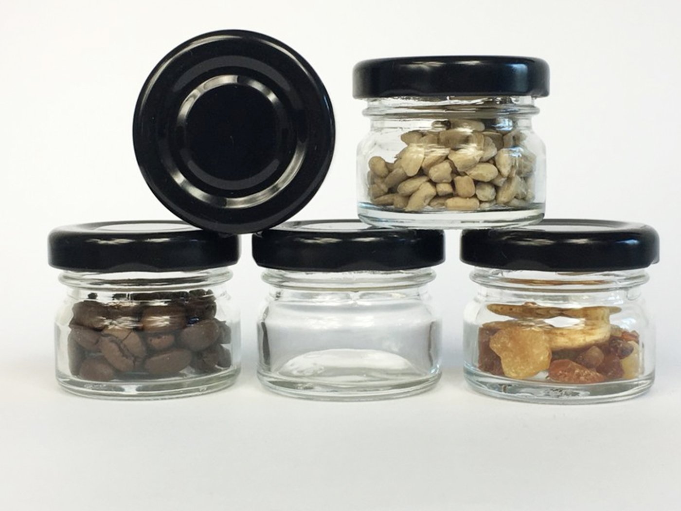 hocz 120er Set Sturzgläser Mini Gläser | Füllmenge 30 ml | Deckelfarbe Schwarz | To 43 Rundgläser Marmeladengläser Obstgläser Einweckgläser Honig Gläser Einmachgläser Probiergläser, Imker