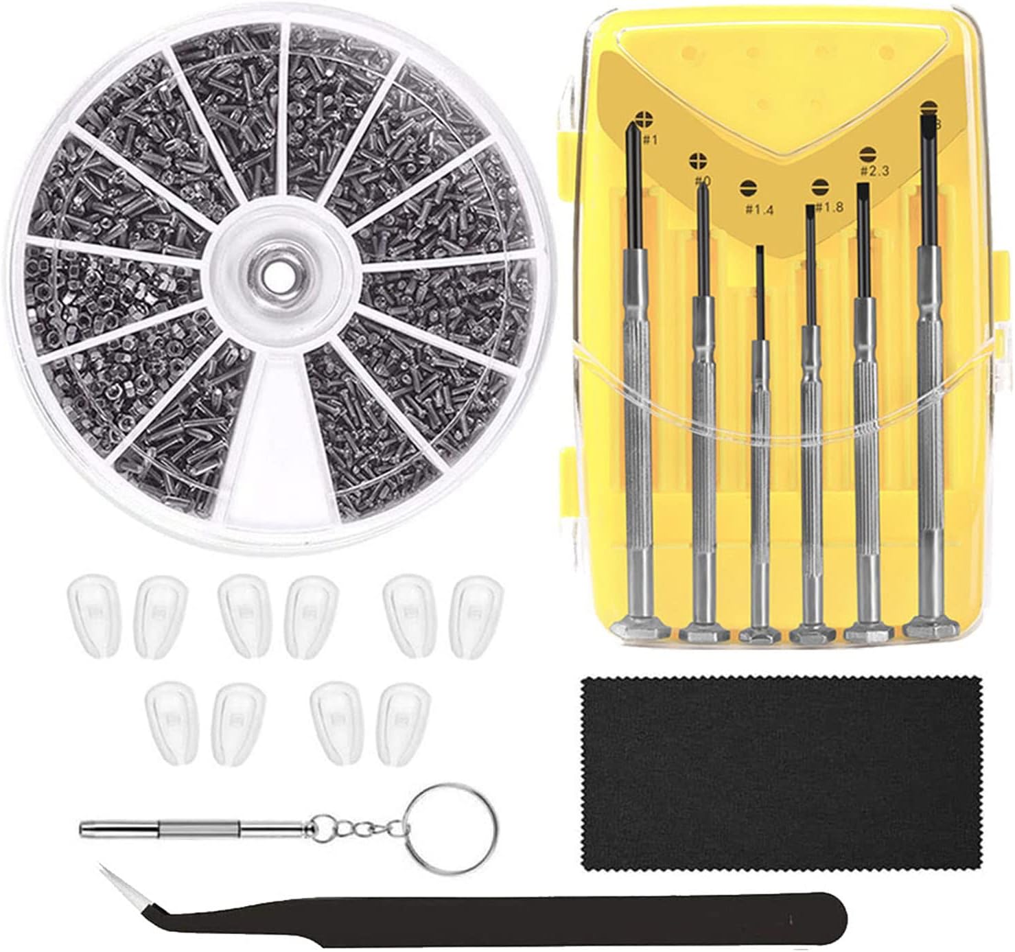 Eyeglasses Repair Kit, Endlanoo Sunglasses Repair Kit with 6 Pcs Precision Magnetic Screwdriver and Eyeglass Screws for Glasses, Sunglass, Watch Clock Spectacle and Other Small Electronics Repair