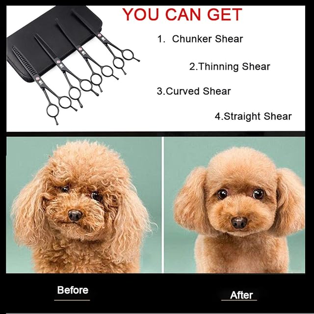 Foto 2 de 8 de Dream Reach Tijeras profesionales de 7.0 pulgadas para mascotas, gatos, perros, rectas, curvadas