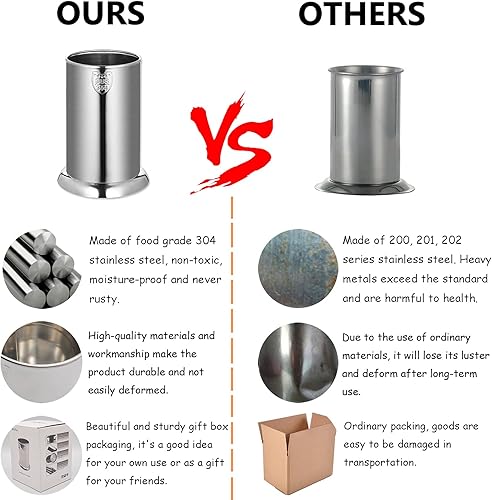 Miniatura 7 de WillFee 304 - Soporte de paja de acero inoxidable, dispensador de paja, organizador de cubiertos, cucharas, tenedores y palillos