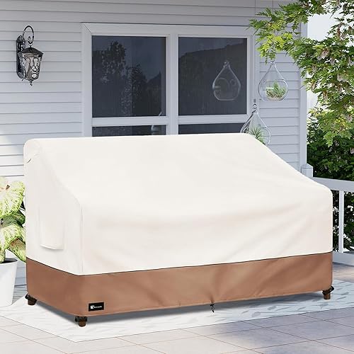 Miniatura 5 de Funda de sofá al aire libre para muebles de patio, funda resistente para sofá de 3 plazas para todo tipo de clima, 79 x 38 x 35 pulgadas (beige)