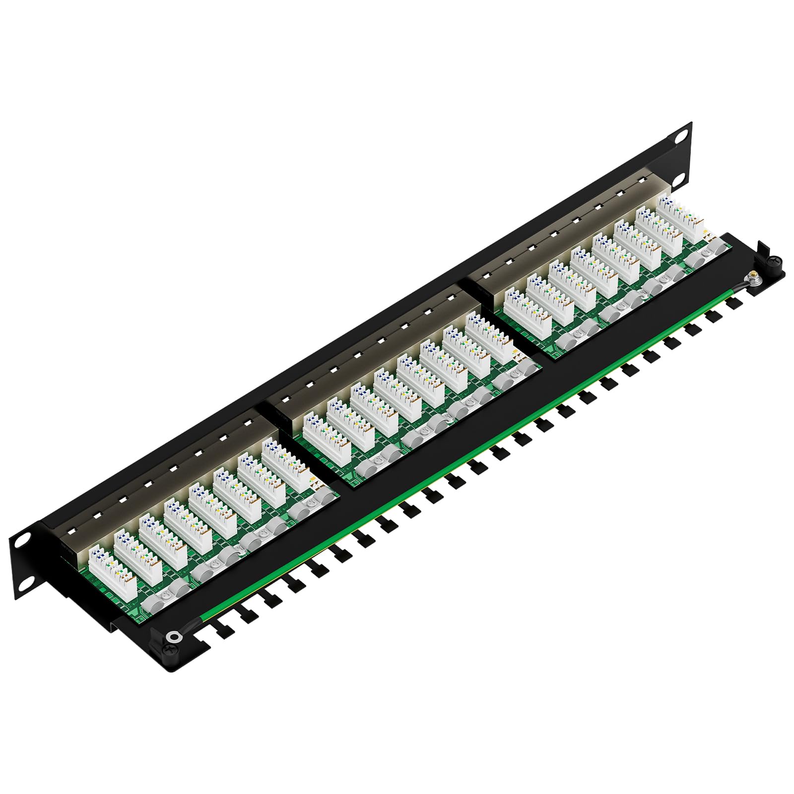 FGB CAT 6 Patchpanel Verteilerfeld 24 Port - RJ45-19" Zoll Rackeinbau Servermontage - Patchpanel Geschirmt Netzwerk-Patchpanel für Gigabit-Netzwerk-Switch