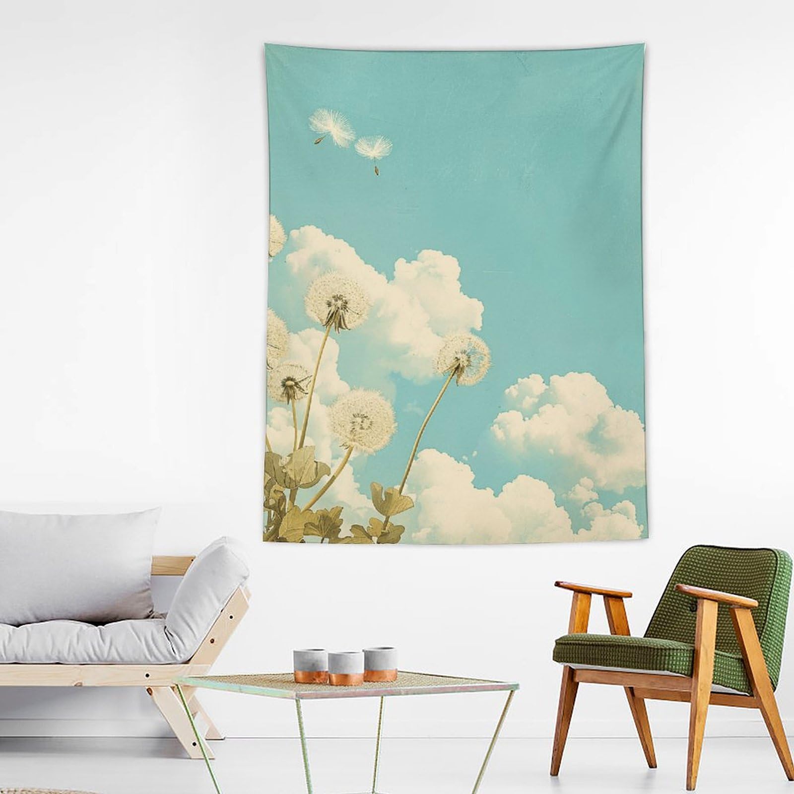 Tapiz de pared de nubes y dientes de león para decorar tu dormitorio con estilo 8