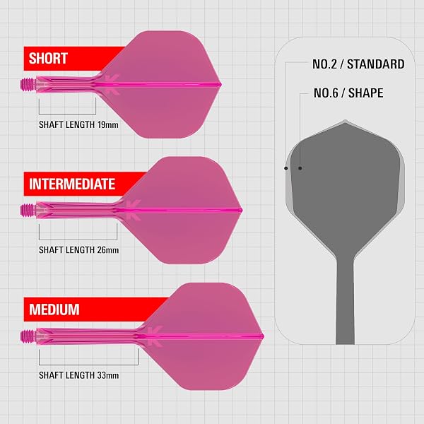 Target Darts K Flex Fléchettes et Arbres Intégrés, No.2 | Pack de 3 Fléchettes Moulées K-Flex - No2, Kflex All in One Flèche et Tige de Fléchettes Moulées Longueurs: Court, Intermédiaire et Moyen - 3