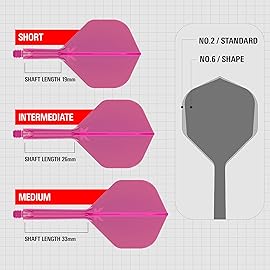 Target Darts K Flex Integrated Dart Flights and Shafts, No.2 Pink (Intermediate) | Pack of 3 K-Flex - No2, Kflex All in One Moulded Dart Flight & Stem | Professional Dart Accessories