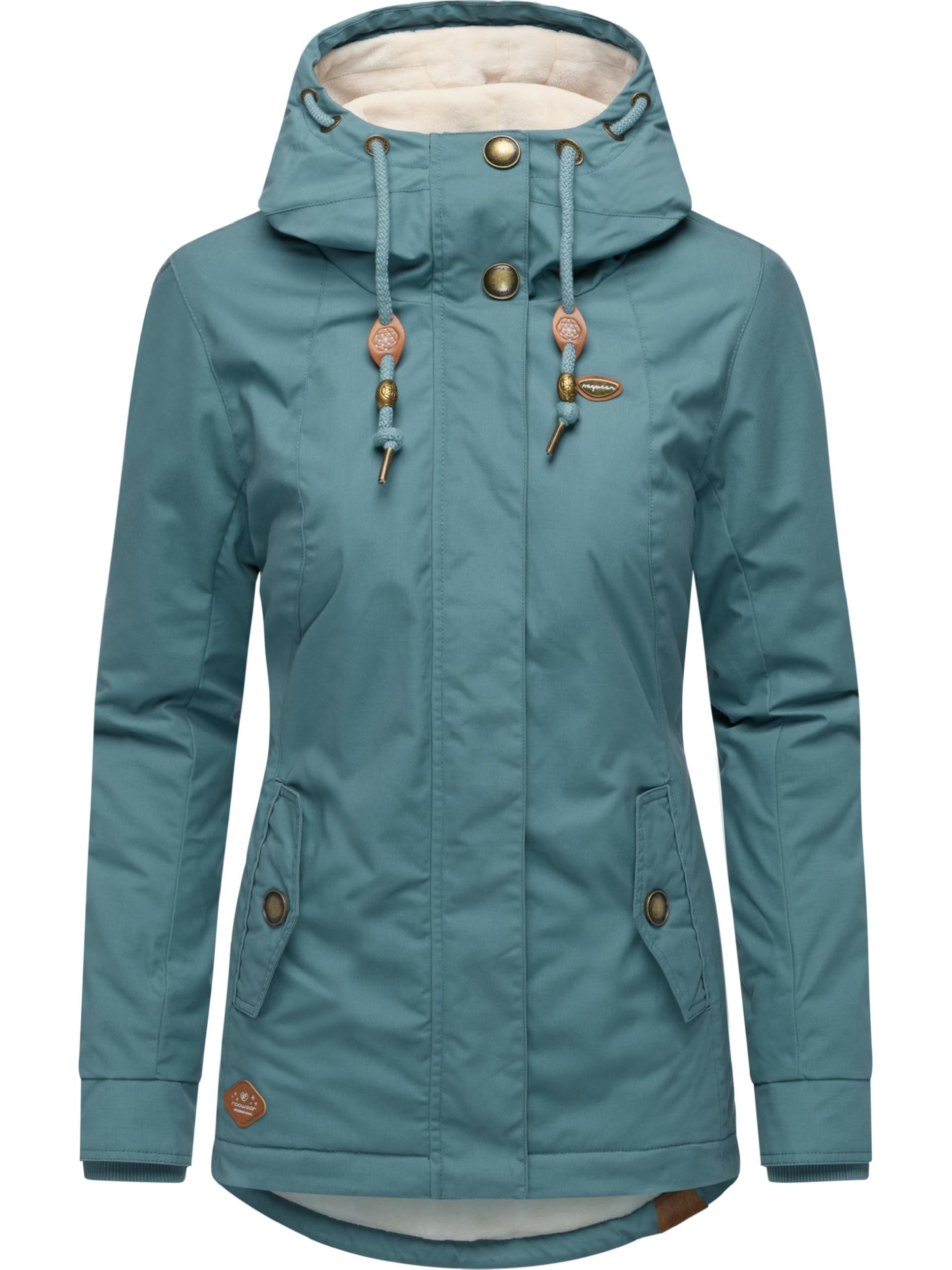 Ragwear Women's Stone Blue25 Monade Intl Warm Winter Jacket Short With Hood Xs-6Xl, Xl