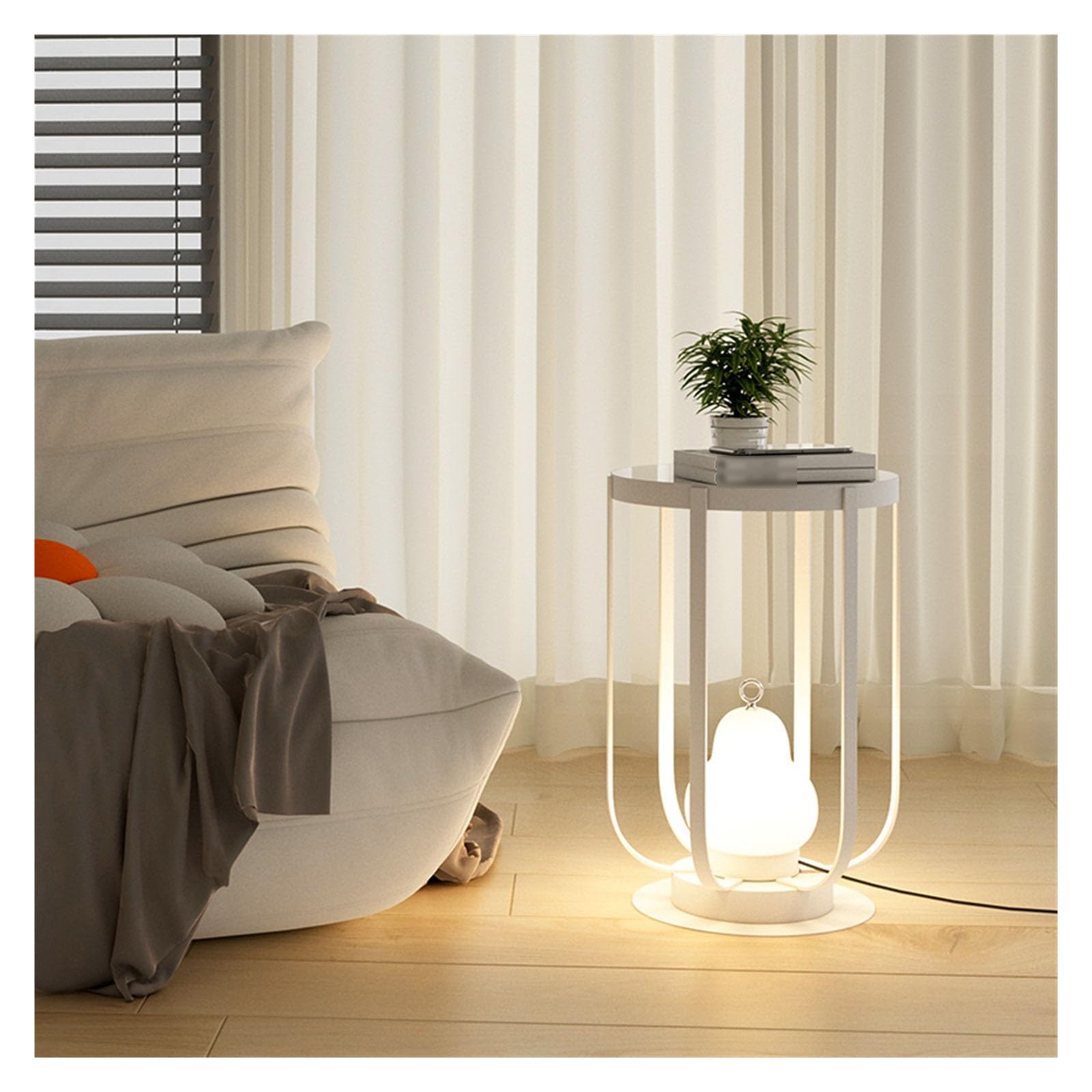 E7v2t9k6 White Standard Lamp Floor Lamp With Coffee Table Shelving, Industrial Decoration Lamps Corner