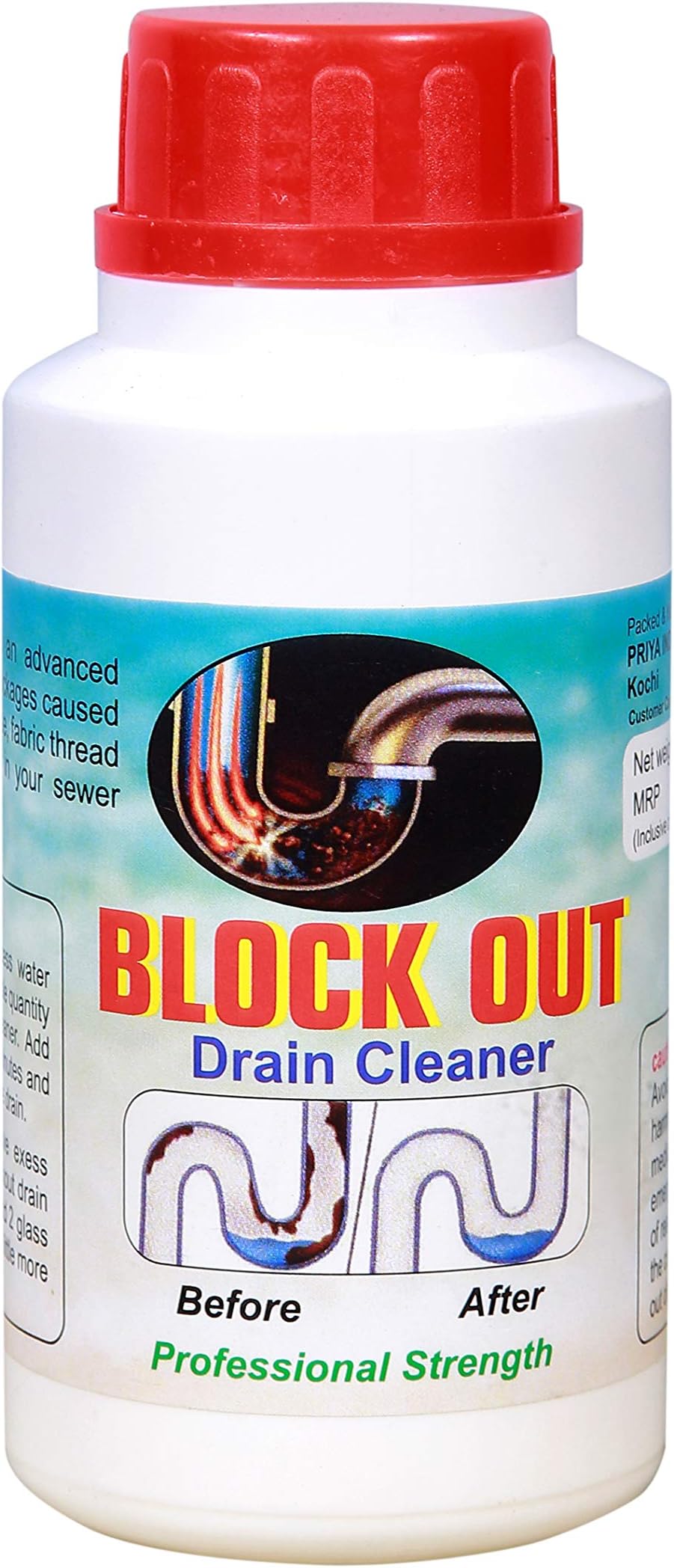 Priya drainage pipe block remover instant action/drain cleaner powder to Clear Clogged Drains, Sinks, Pipes 200 gm