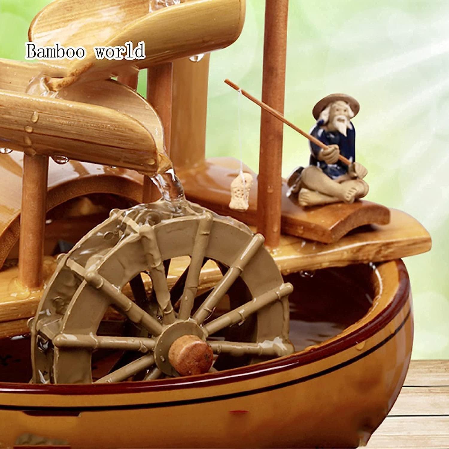 Garden Water Feature Outdoor Fountains Garden Ceramic Water Fountain Ornaments Feng Shui Wheel Bamboo Tube Creative Water Wheel Fish Tank Ornaments Approximately