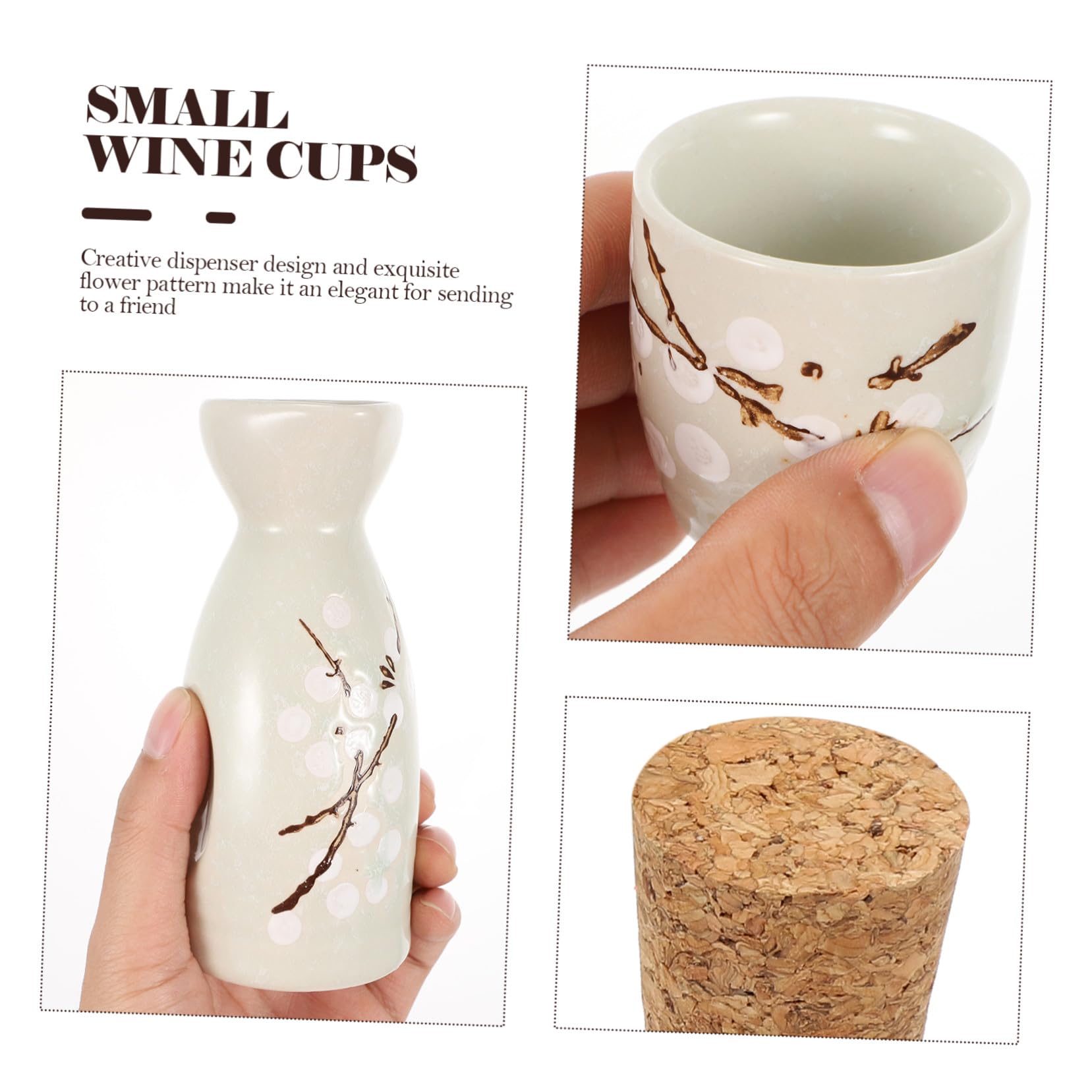 Alipis Kit de Tasse à Saké en Céramique Style Japonerie, 1 Set