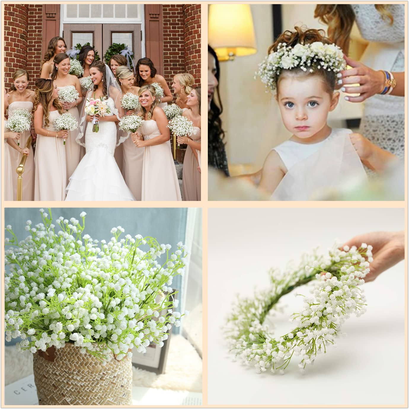 Fiori artificiali bianchi, Gypsophila finta in plastica, per interni ed esterni, coroncina per ragazze, bouquet da sposa, casa, giardino, festa, ghirlanda fai da te, disposizione dei tavoli, ghirland