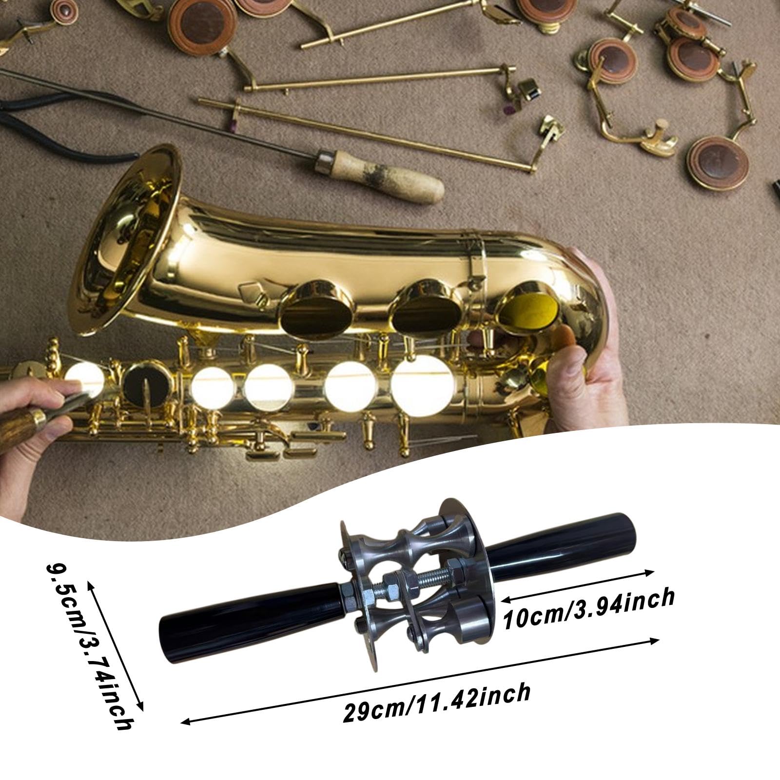Herramienta de reparación de abolladuras en rodillos de saxofón, accesorio para reparación de instrumentos de latón, mantenimiento