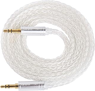 KBEAR AUX08 AUXりケーブル ケーブル 8 芯無酸素銀メッキ銅線 8 芯 アルミニウム合金部品 HiFi 音質 幅広い互換性 3.5MM 金メッキプラグ 交換用ケーブル hi-fiオーディオ 音質改善 オーディオ補助ケーブル編組ハイファイ車、ヘッドフォンジャック、スピーカー、ホームステレオ、スマートフォン、エコードット、ビート用（シルバー）