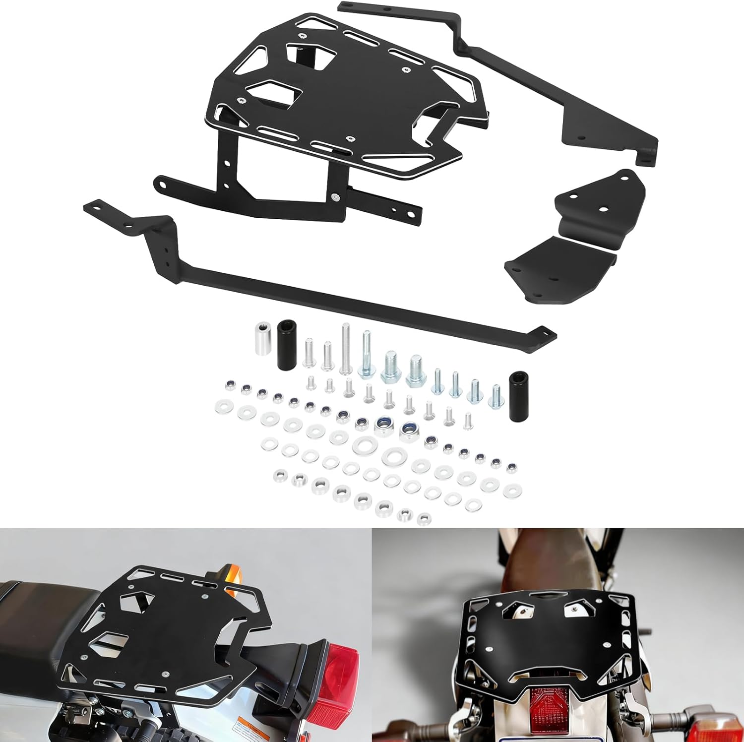 XR650L Luggage Rear Rack with Sub Frame Support Compatible with 1993-2025 XR 650L Tail Cargo Rack (Black)