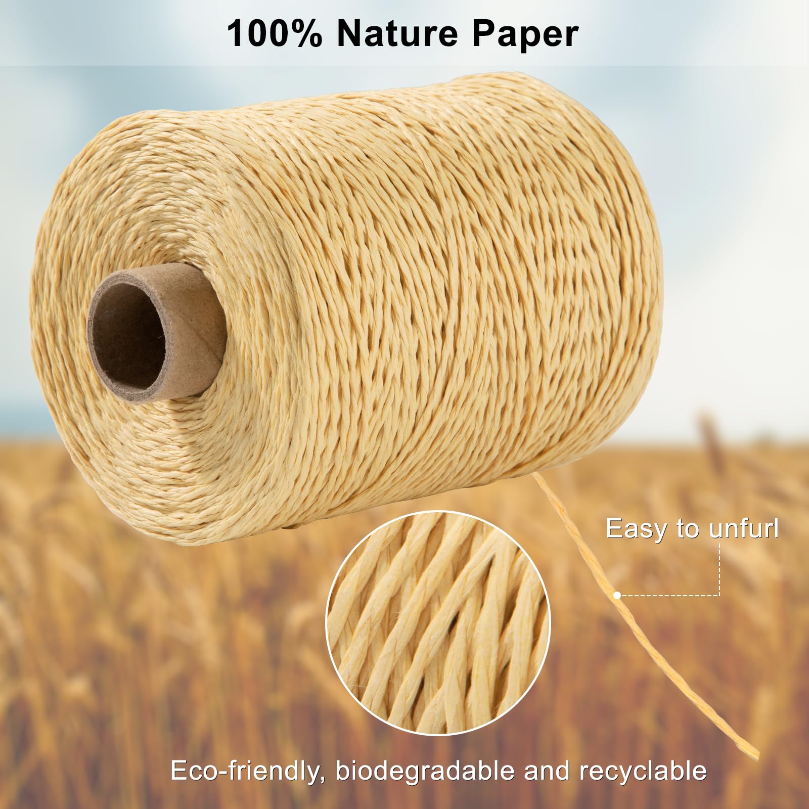 Raphia Naturel - 150g (3 Rouleaux) Pour Emballage Cadeau, Décoration, Jardinage Et Bricolage - 11
