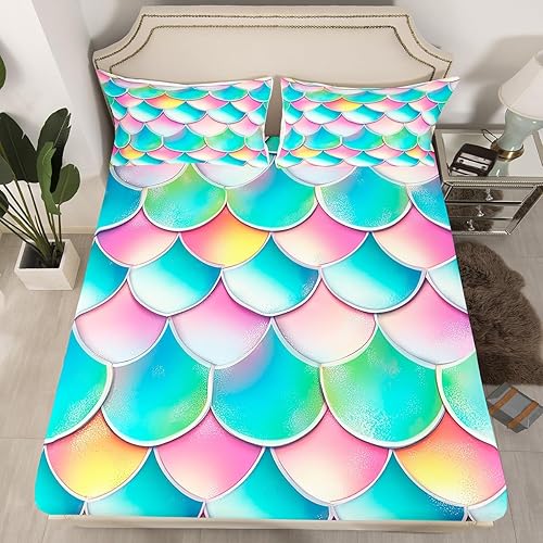 Miniatura 8 de Sábanas de pavo real, tamaño Queen, color aguamarina, lindo patrón de animales, sábana bajera ajustable con plumas de pavo real, juego de ropa de