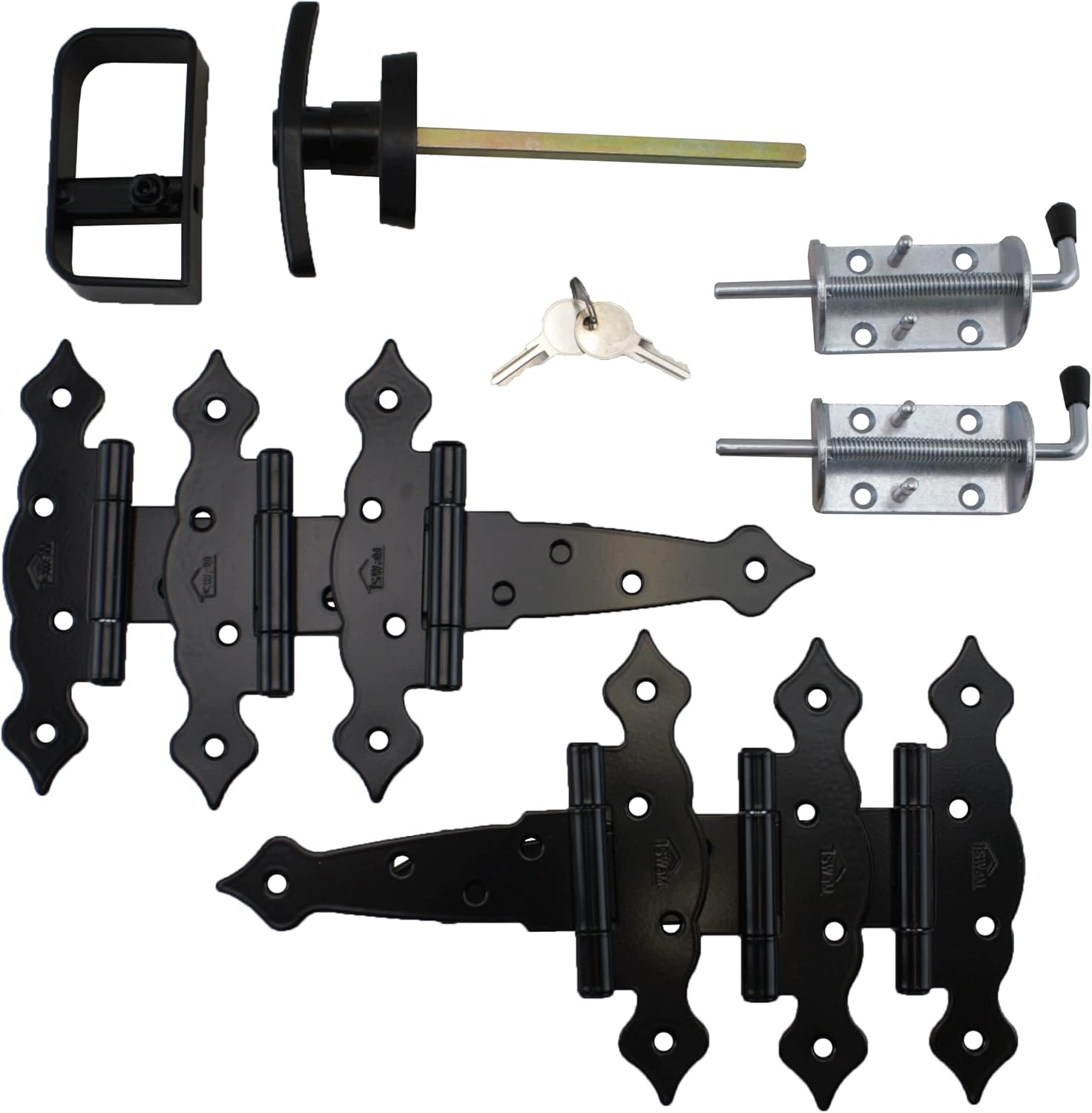 Shed Windows and More Shed Double Door Hardware Kit Decorative Hinges (5), Locking T Handle Set, NEW Heavy Duty Barrel Bolts