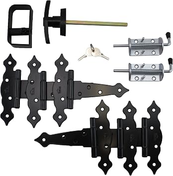 Shed Windows and More Shed Double Door Hardware Kit Decorative Hinges 5", Locking T Handle Set, New Heavy Duty Barrel Bolts