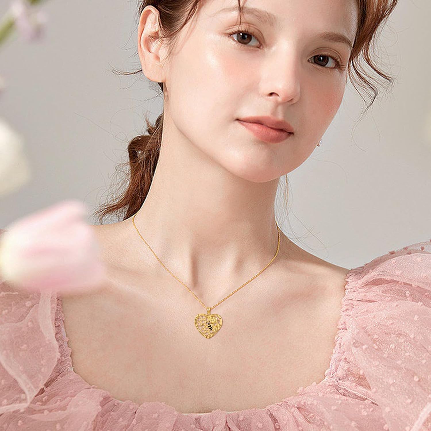 Bee Necklace 925 Sterling Silver Bee Pendant Jewelry Gifts for Women - Image 5