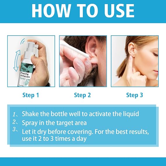 Piercing Cleaning Solution, Saline Solution Piercing, Ear Care Mist, Non-Irritating Saline Liquid, Hygienic Post-Treatment Fluid for Ears, Nose, Tongue, Navel, Gentle Cleaning Liquid