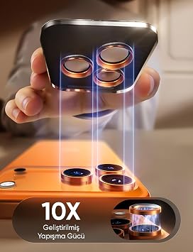 Lens Protector with Aluminum Alloy Frame and 9H Hardness Tempered Glass Compatible with Minesk iPhone 17 Pro-17 Pro Max (Cosmic Orange, Lens Glass)