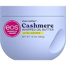 eos Cashmere Whipped Oil Body Butter, Vanilla Cashmere, 72 Hour Weightless Moisture For Dry Skin, Rich Formula and Deep Hydration, Body Care, 10 oz