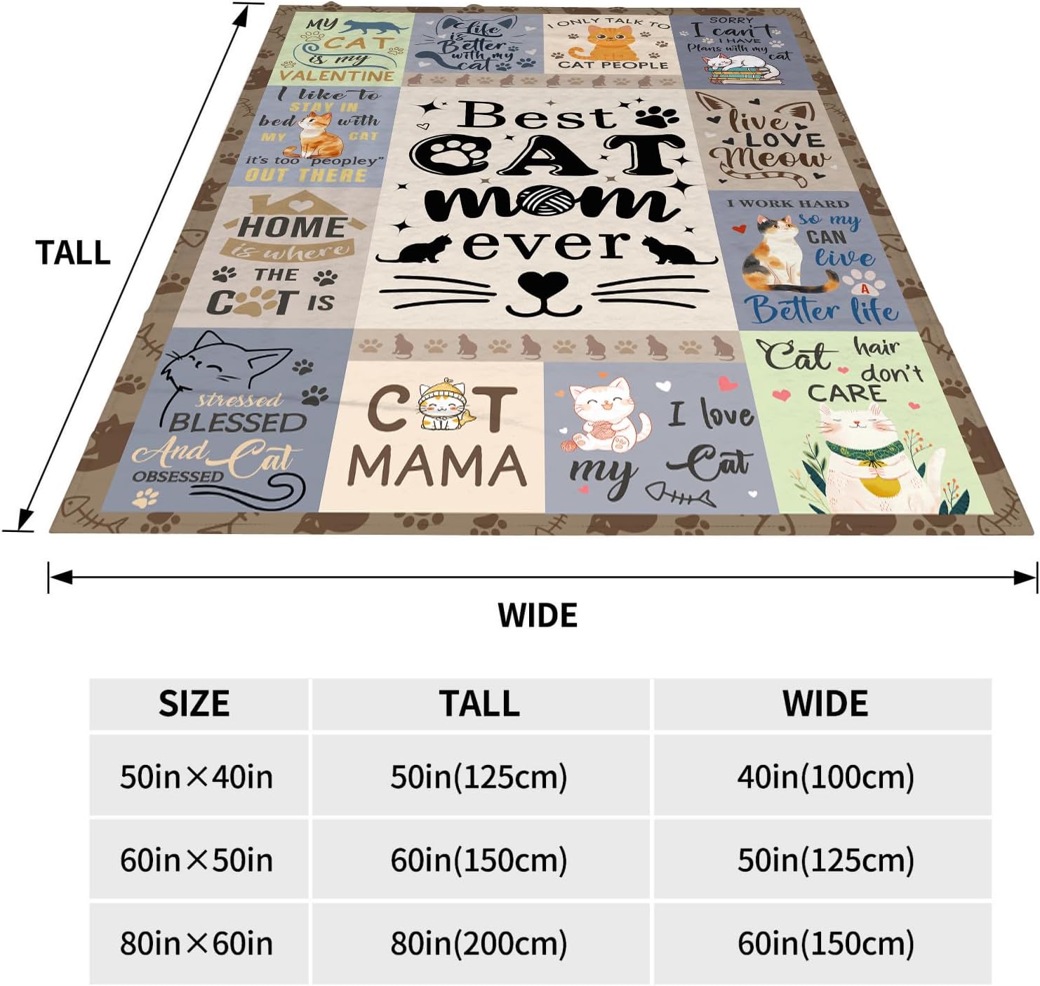 Cat Gifts for Women, Cat Mom Blankets 50x60 Inch, Gifts for Cats Lovers Women for Mothers Day Christmas Thanksigiving - Image 7
