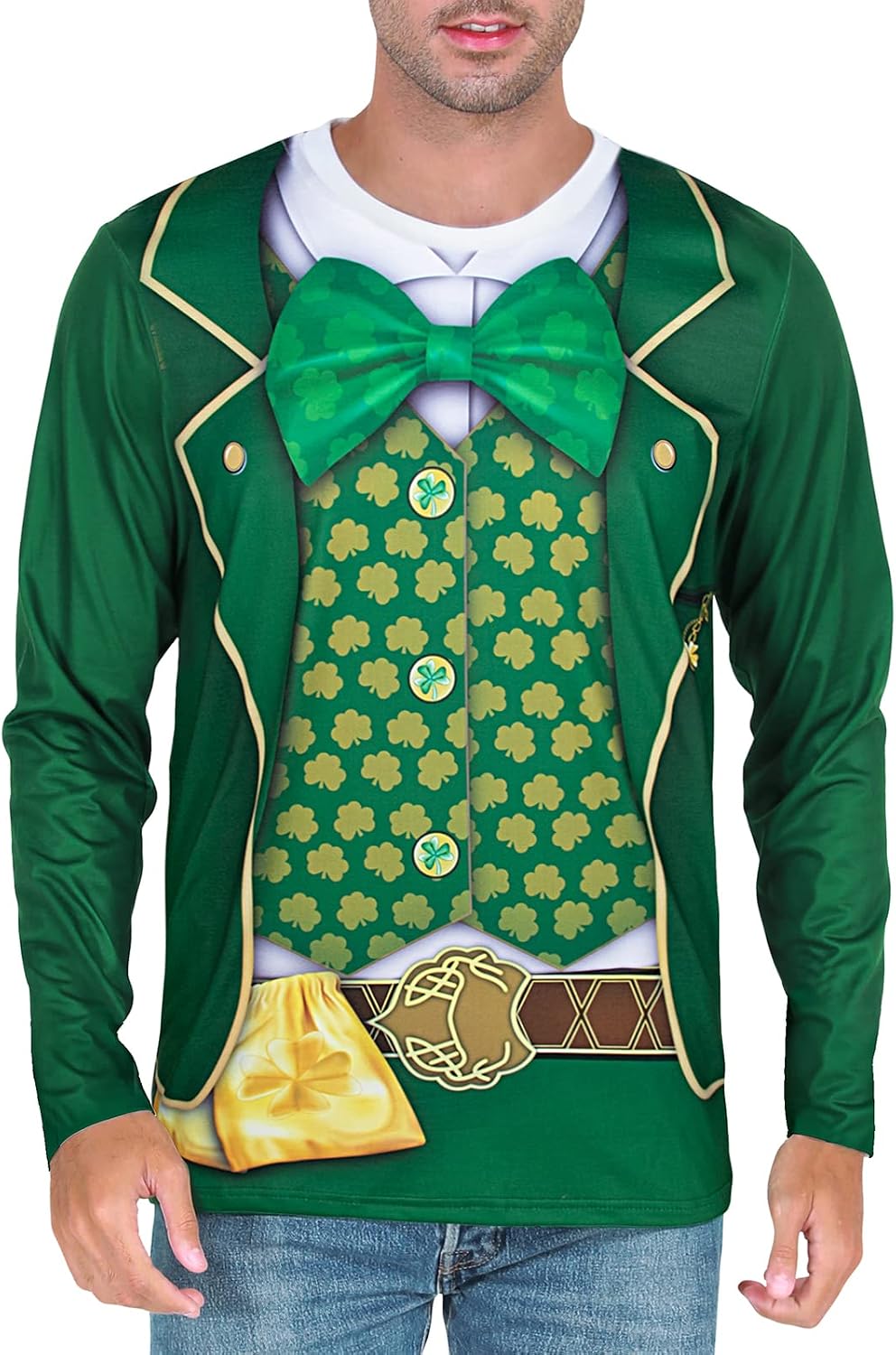 Funny World St. Patrick's Day Men's Leprechaun Costume Long Sleeve T-Shirts
