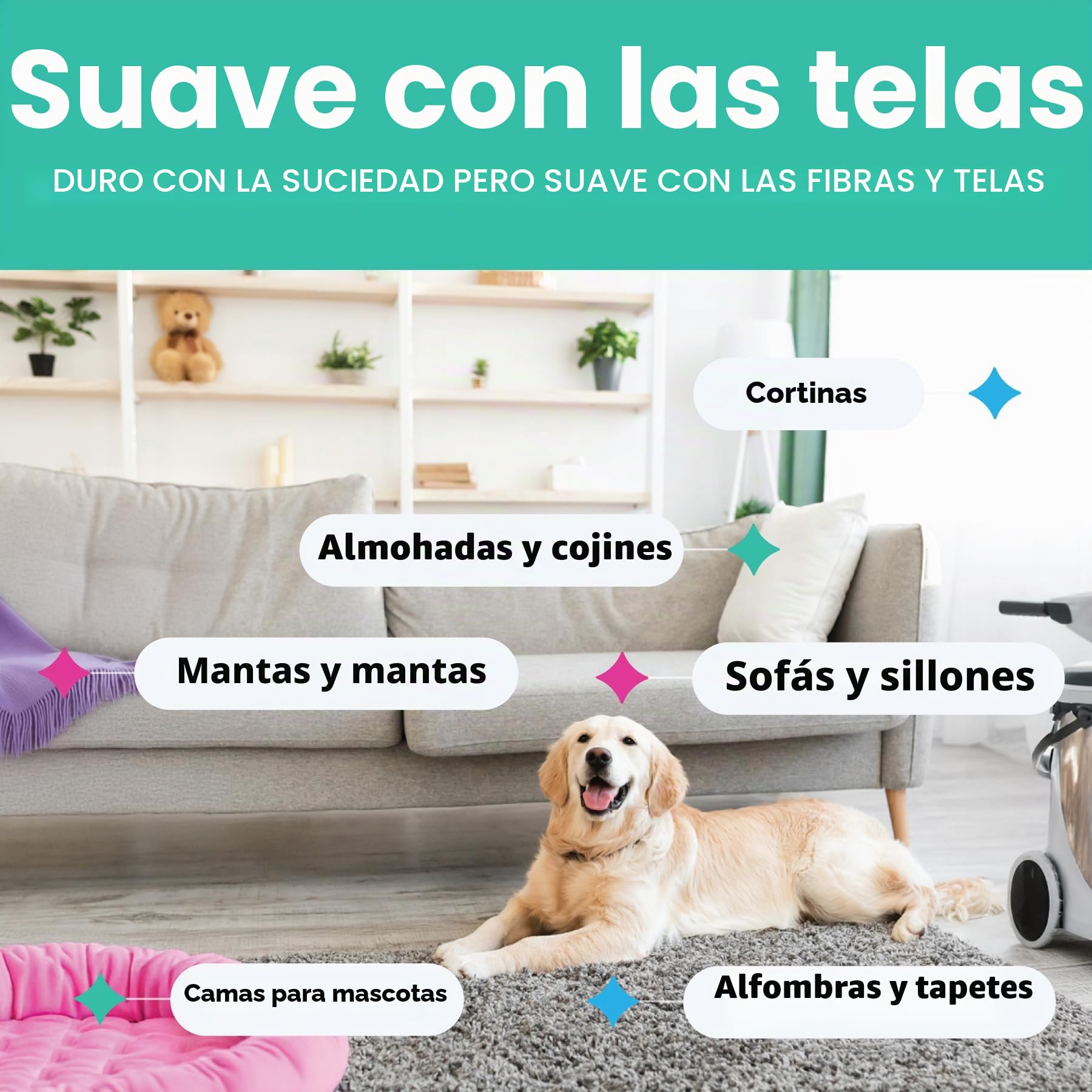 Dirtbusters Limpiador Concentrado de Moquetas, Alfombras y Tapicería para Mascotas. Elimina Manchas y Olores de Orina y Heces. Apto para Máquinas de limpieza. Aroma a Camomila y Geranio. 1 x 5 Litros