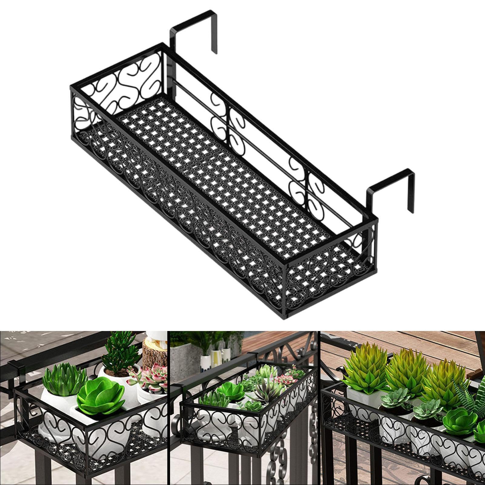 Support à plantes durable pour pots de fleurs, étagère suspendue pour jardinière, balcon terrasse. Idéal pour mettre en valeur vos fleurs tout en gardant l'espace, Noir, 60 cm