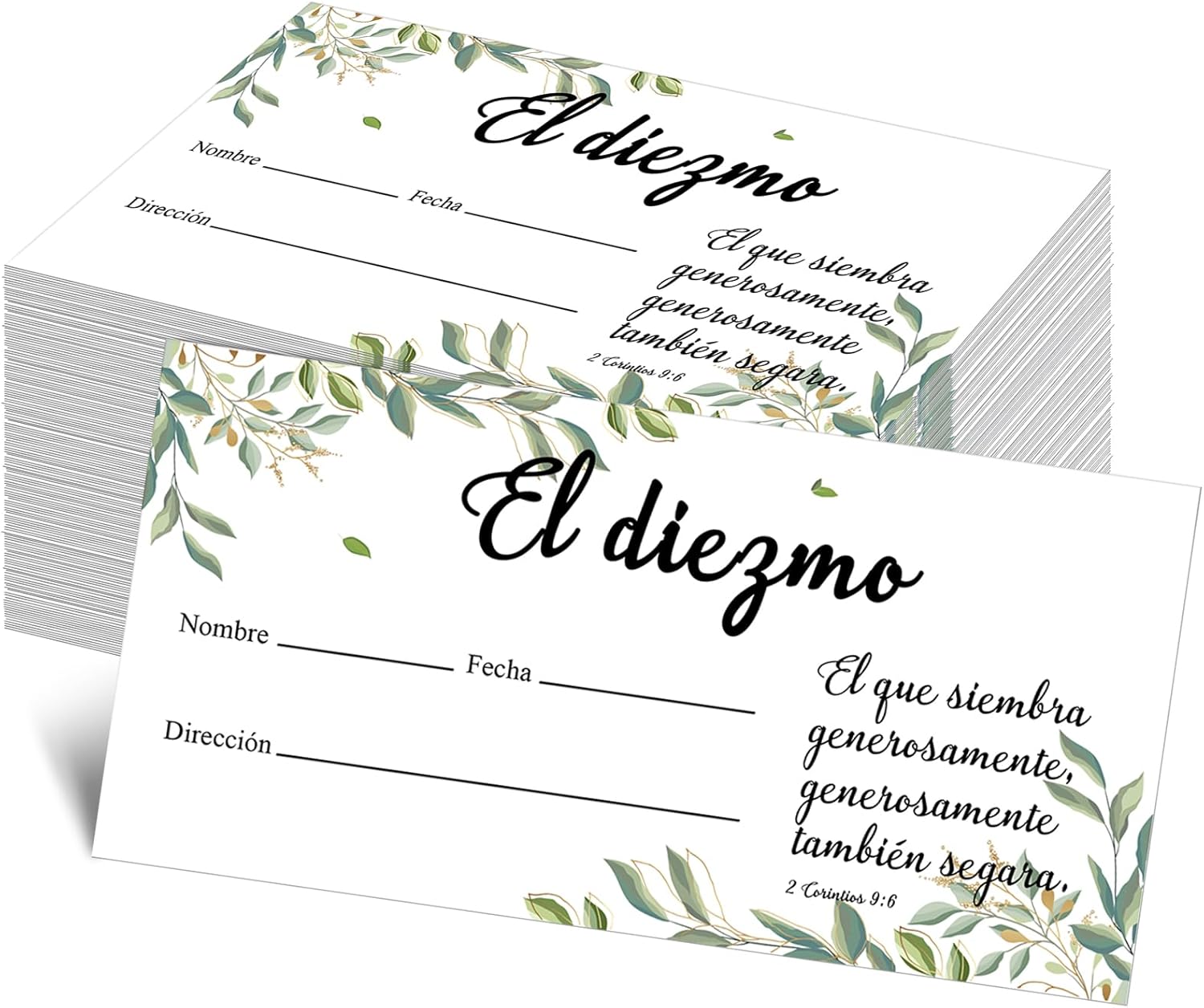 Woanger 500 Count Spanish Offering Envelopes Tithe Donation Tithes and Offering for Church Supplies(Leaf)