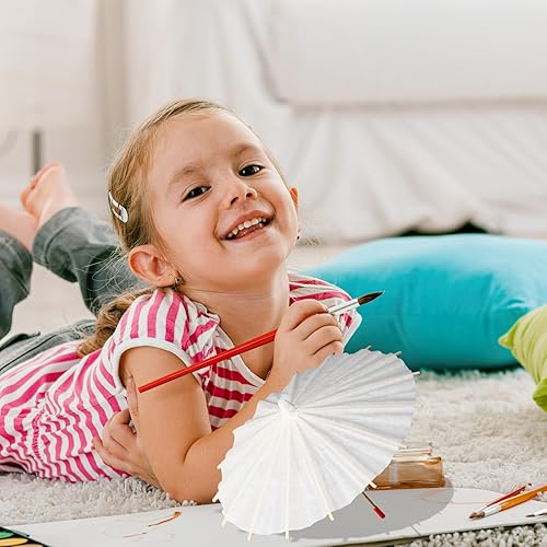 Miniatura 4 de Sombrilla mini paraguas de muñeca, sombrilla de papel blanco en blanco, paraguas para manualidades, paraguas para bebidas, cócteles, decoración de