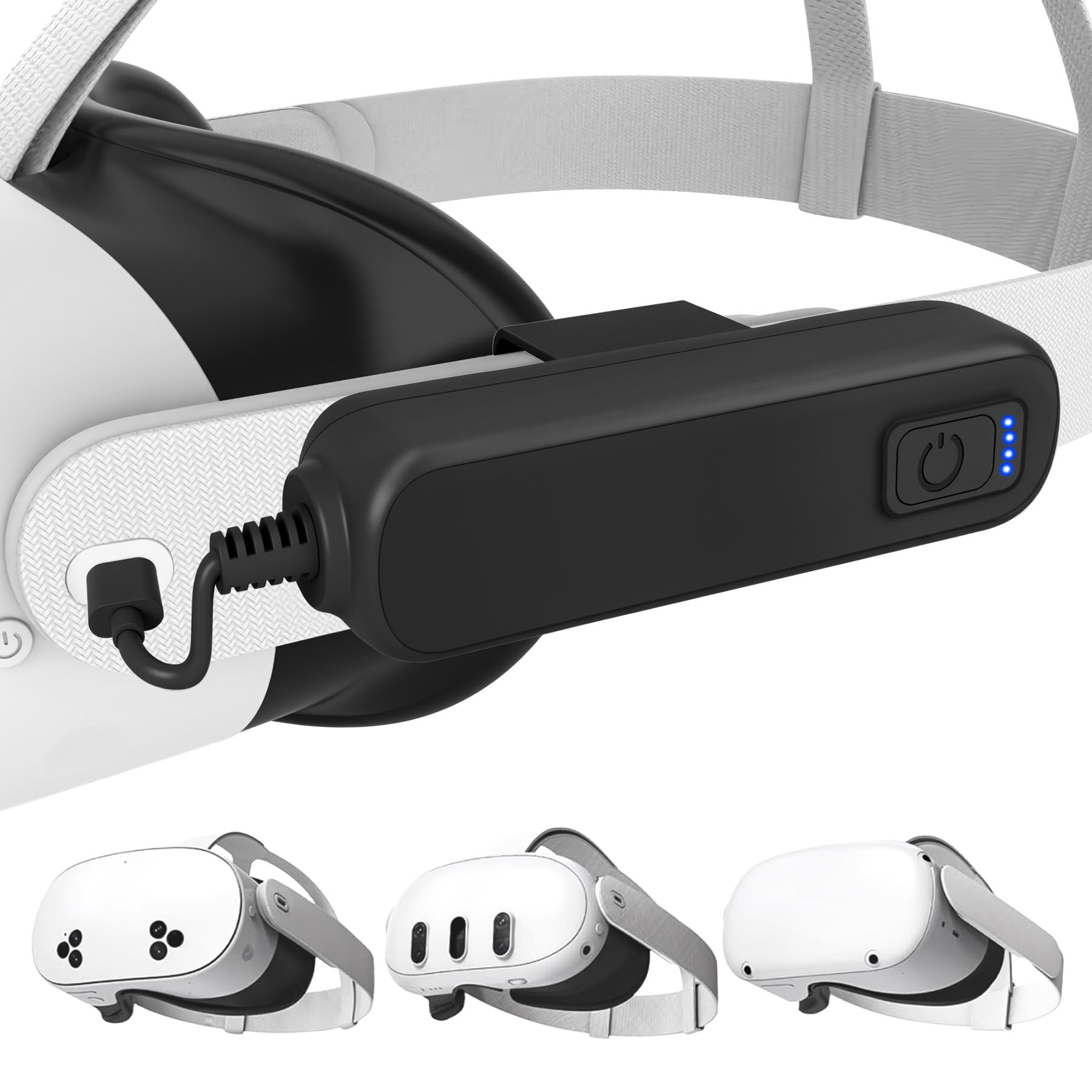 Battery Pack for Meta/Oculus Quest 3S/3/2,5000mAh Battery VR Charger, Extend 2-4 Hours Playtime, Lightweight Fast Charging VR Headset Safe Power Bank for Meta Quest 3S/3/2 Accessories