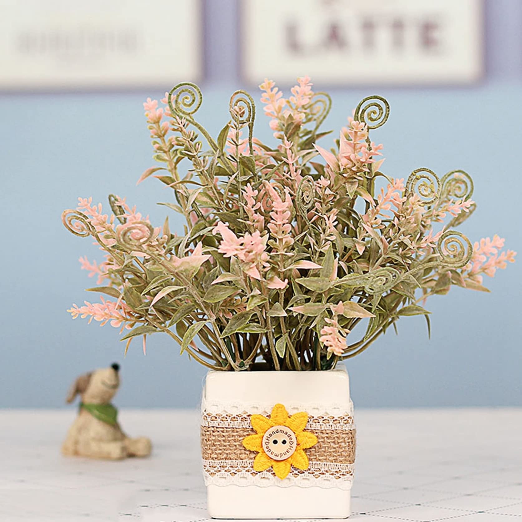 Amazon｜羊歯 造花 シダ 田園風 セラミック花瓶付き ミニ 小さい 枯れ