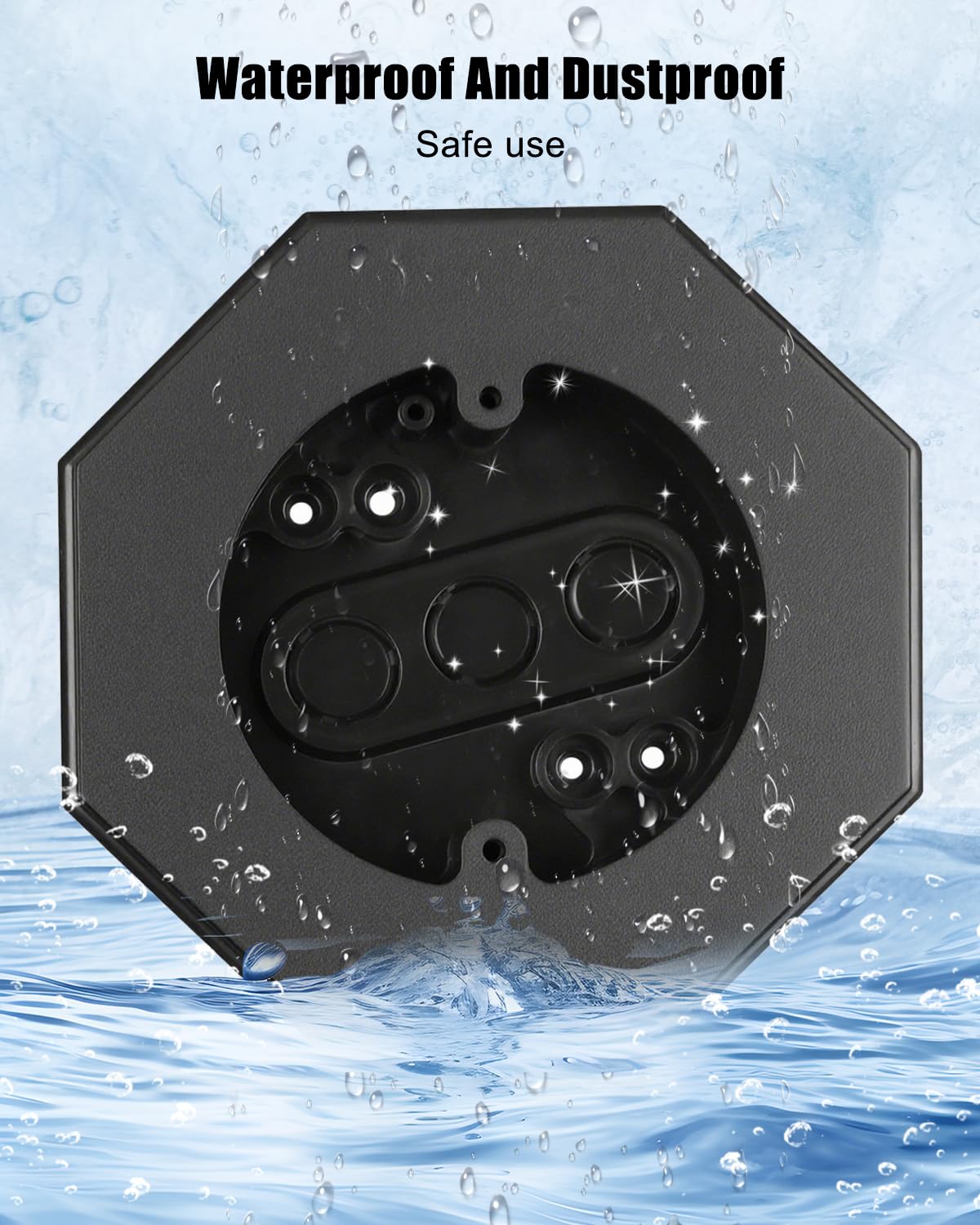 Siding Mounting Block Replace 8161, Vertical Siding Lamp Octagon Mounting Kit with Built-in Box for Outdoor Smooth Flat Surface, Black 5Pcs