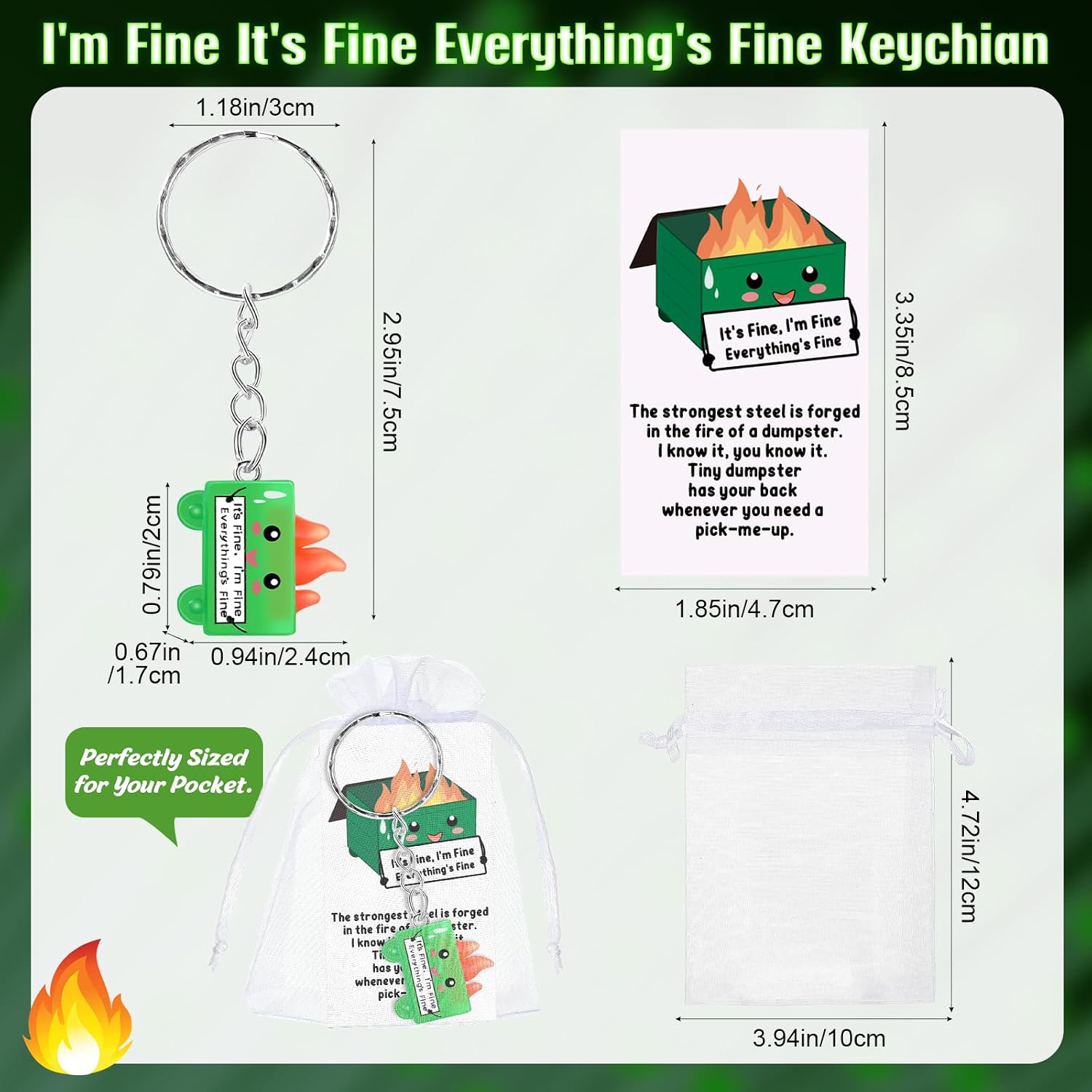 Gemscream 30 Sets Luminous Dumpster Keychain Welcome Back to Teacher Gift Emotional Keychain with Positive Card for Employee (Stylish) image 2