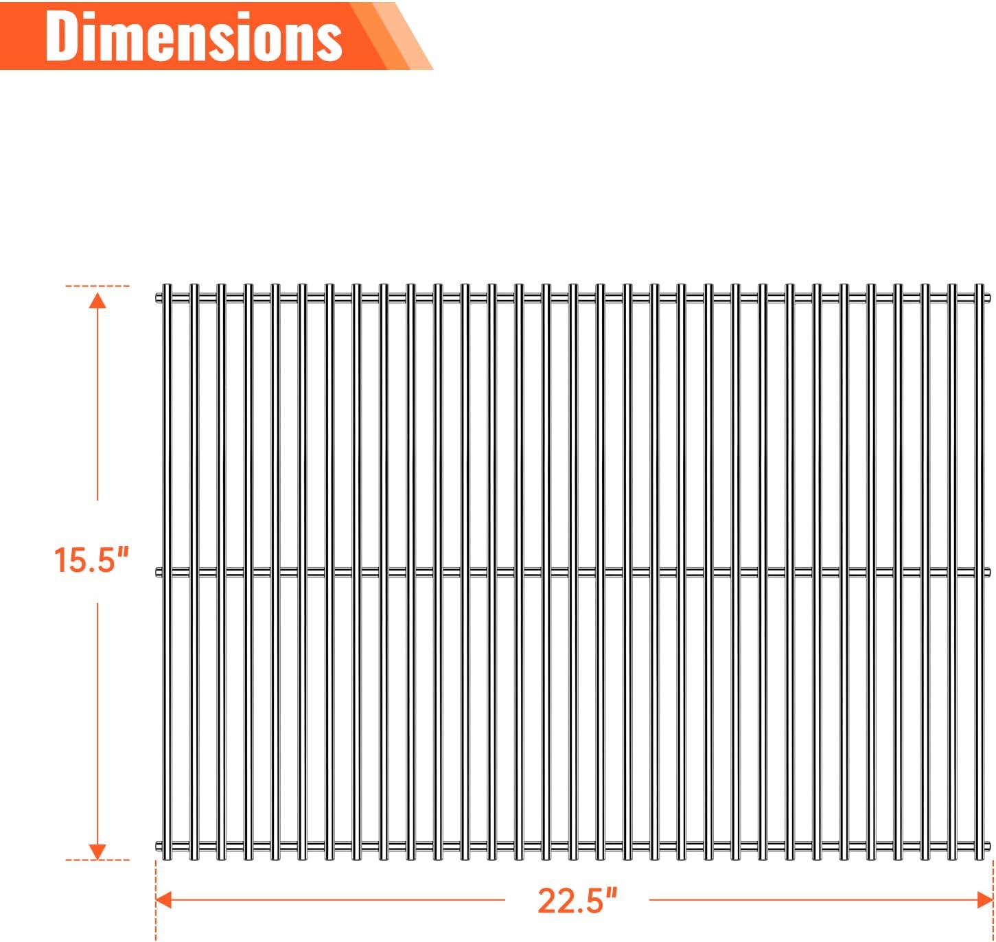 1 Pack 92501 Gas Grill Stainless Steel Wire Rock Grate Grids Replacement Parts for Arkla, Charmglow, Sunbeam Models,15.5 inch x 22.5 inch