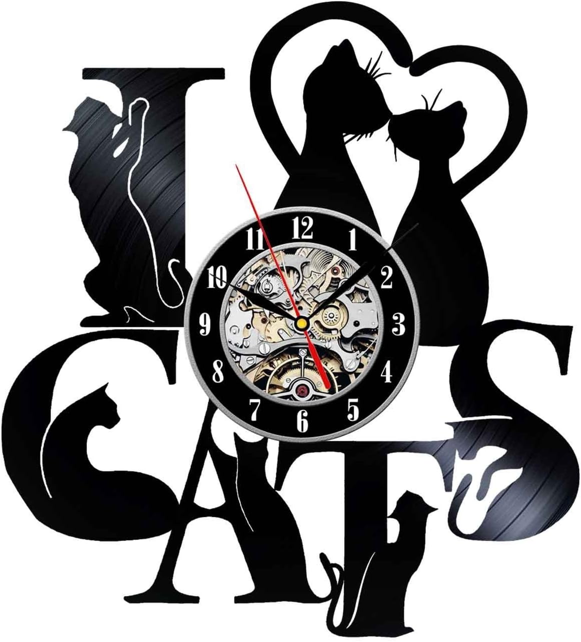 Cat Gift Vinyl Record Designed Wall Clock - Decorate your home with Decor Vintage Art - Best gift for friend, man and boy - Win a prize for feedback